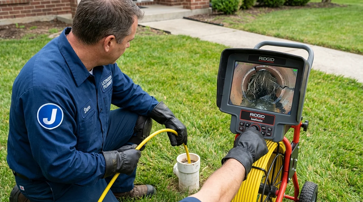 Sewer camera inspection being performed by Johns Plumbing LLC in Davenport