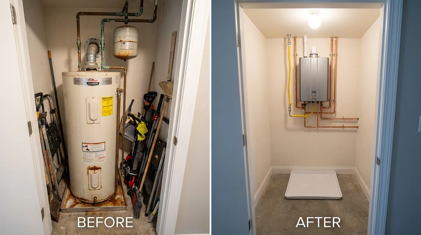 Tank water heater versus wall-mounted tankless unit comparison for Davenport, WA homeowners
